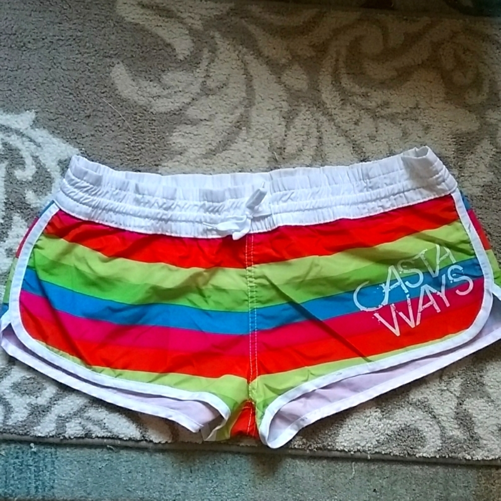 NWOT Swim shorts by Castaways, sz L 12, rainbow